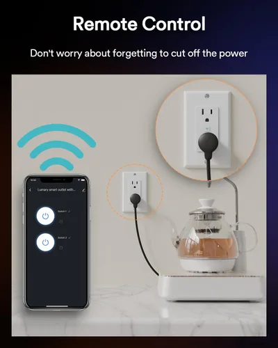 Vista 3 de iLintek - Enchufe eléctrico estándar inteligente, enchufe de pared inteligente que funciona con Alexa y Google Home, certificado ETL y FCC, WiFi