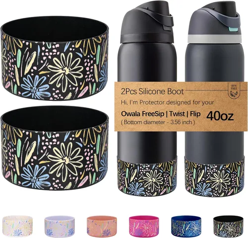 Vista 13 de WK IEASON 2 fundas de silicona para botella de agua Owala, base protectora para botella de agua Owala FreeSip Twist y Flip Flask accesorios para 3D