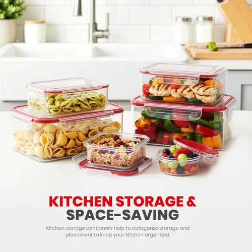 Vista 6 de Utopia Kitchen Contenedores de plástico para alimentos, recipientes para almacenamiento de alimentos con tapas herméticas, loncheras reutilizables