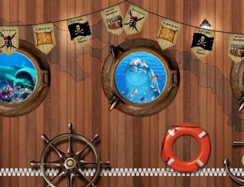Vista 7 de Jolly Roger - Cartel de pirata, banderines de tela, decoraciones para interiores y exteriores, cartel de fiesta temática pirata