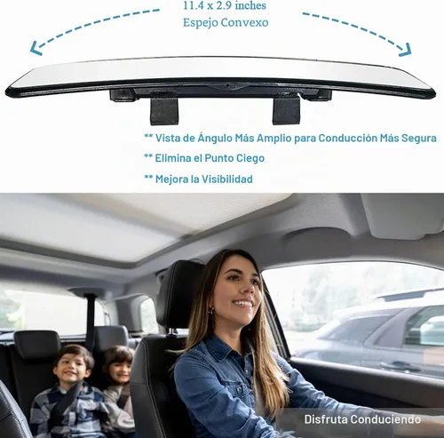 Vista 4 de Kitbest Espejo Retrovisor, Universal de 11.4 Pulgadas Clip Interior Panorámico, Espejo Retrovisor Interior de Gran Ángulo, Espejo Retrovisor Convexo