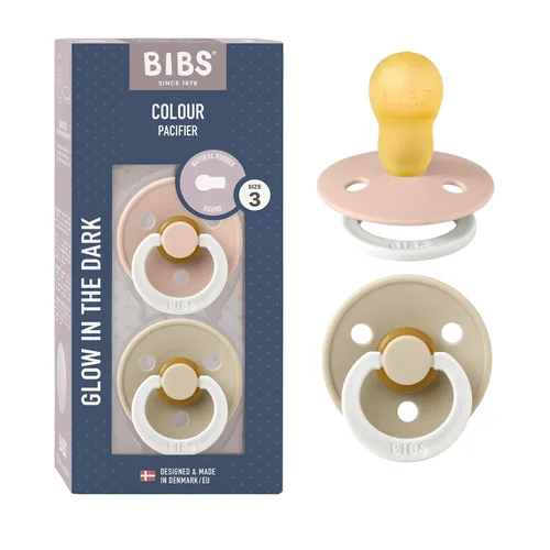 Vista 28 de BIBS - Paquete de 2 chupetes para bebés, goma natural libre de bisfenol A, hechos en Dinamarca, colección Colour, para bebés de 18+ meses, azul bebé