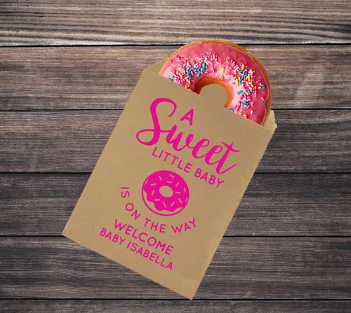 Vista 2 de A Sweet Little Baby is on The Way, bolsas de donas para baby shower, baby shower, babyette, recuerdos de fiesta de espolvorear