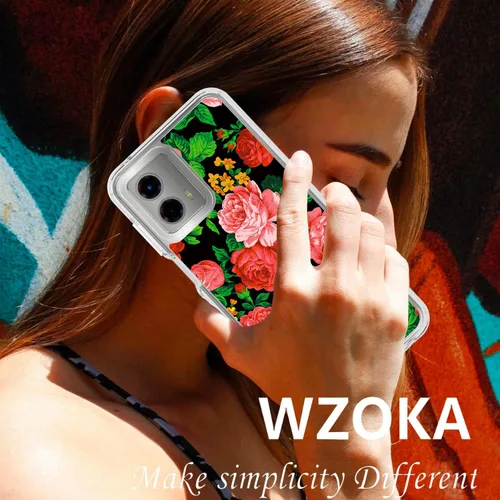 Vista 5 de Funda compatible con Motorola Moto G 5G 2023, funda original floral Moto G 5G con diseño híbrido 2 en 1, carcasa de policarbonato TPU fuerte Negro