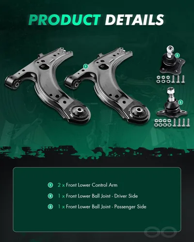 Vista 3 de SCITOO Kit de suspensión de 4 piezas apto para 1999-2004 para VW para Jetta para golf 1998-2007 para tipo 1 con piezas brazo de control inferior