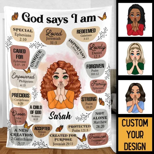Vista 2 de Manta personalizada con texto en inglés "God Says I Am Meaneful", regalos inspiradores, afirmación diaria de pensamiento positivo, regalos de salud