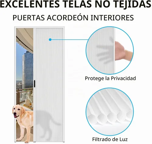 Vista 2 de MaKefeile Puerta celular plegable de acordeón sin perforaciones para puertas celulares, puertas correderas para dormitorios, pasillos, divisores