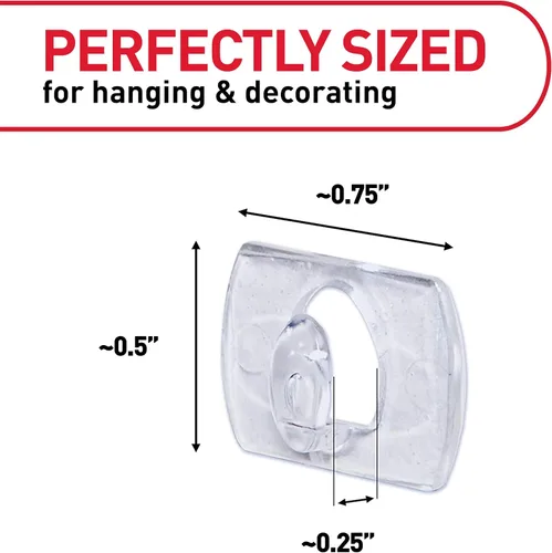 Vista 2 de Command - Mini clips de luz para interiores, 45 clips transparentes y 54 tiras Command, decoraciones navideñas sin daños, clips de pared para colgar