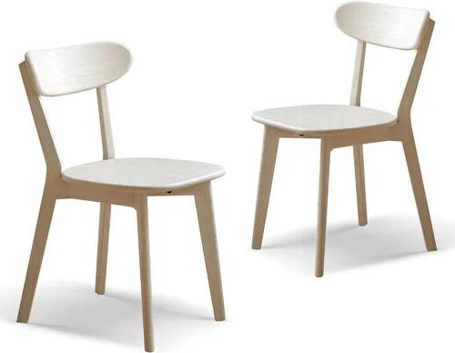 Vista 12 de JUSTONE Mid-Century - Juego de 2 sillas de comedor modernas de madera maciza con respaldo ergonómico, estilo granja para comedor (negro)