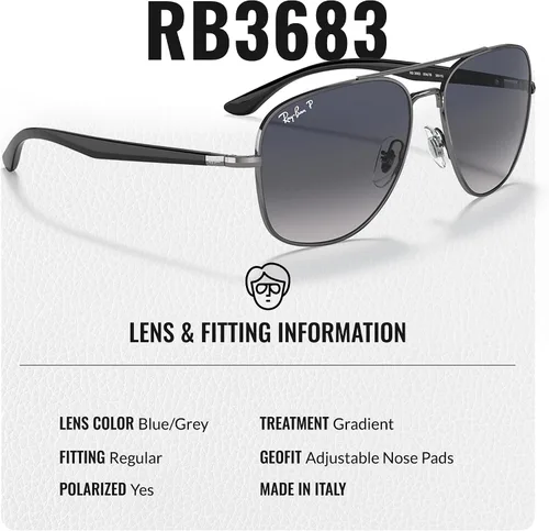 Vista 4 de Ray-Ban RB3683 Gafas de sol de forma cuadrada con kit oficial de gafas