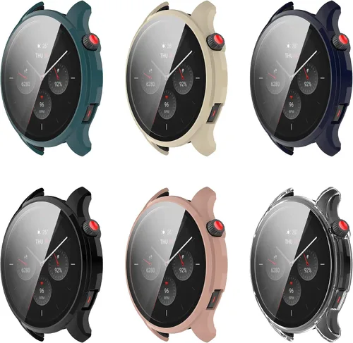 Vista 9 de Funda de reloj compatible con Amazfit GTR 4, resistente a los arañazos, funda de PC con protector de pantalla de vidrio templado HD para Amazfit GTR