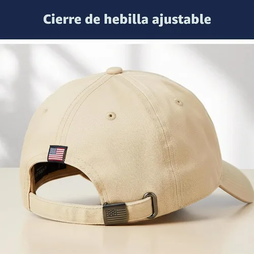Vista 4 de Concept One US Polo Assn. Dad - Gorra de béisbol ajustable con logotipo de caballo bordado con rayas diagonales Caqui