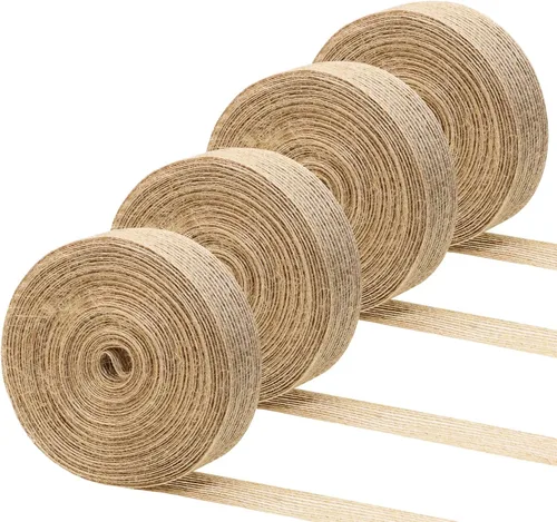 Vista 8 de Shapenty Cinta de tela de arpillera natural para bodas, fiestas, decoración del hogar, manualidades, adornos de Navidad, lazos para envolver
