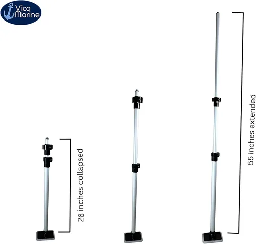 Vista 4 de Sistema de ventilación de cubierta de barco con ventilación de barco 3 – poste de soporte de aluminio que se extiende de 23 a 55 pulgadas – Base