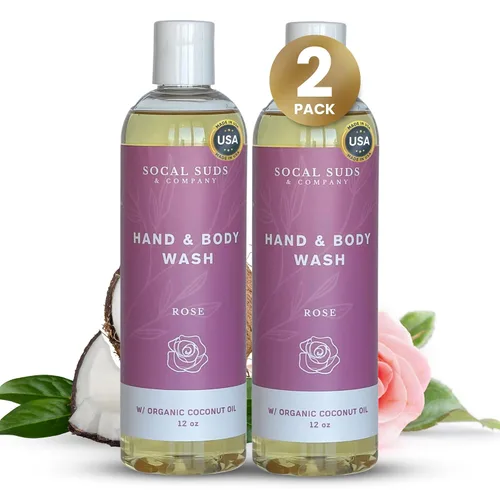 Vista 10 de SoCal Suds & Company Gel de baño orgánico - Jabón líquido suave para manos y cuerpo para hombres y mujeres, fabricado con aceites orgánicos y aceite