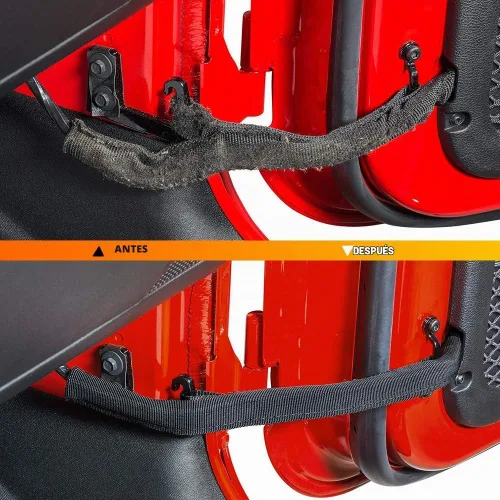 Vista 4 de Savadicar Correas limitadoras de puerta con control de balanceo para Jeep Wrangler JK JKU 2/4 puertas 2007-2018, con arnés protector de alambre