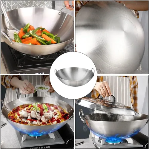 Vista 7 de 1 unids Olla de cocina duradera de acero inoxidable Wok Sartén para uso doméstico