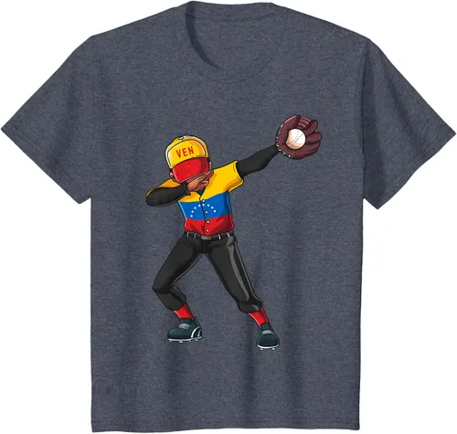 Vista 61 de Baseball Dabbing Venezuela Player Catcher Pitcher Hombres Niños Camiseta, Negro