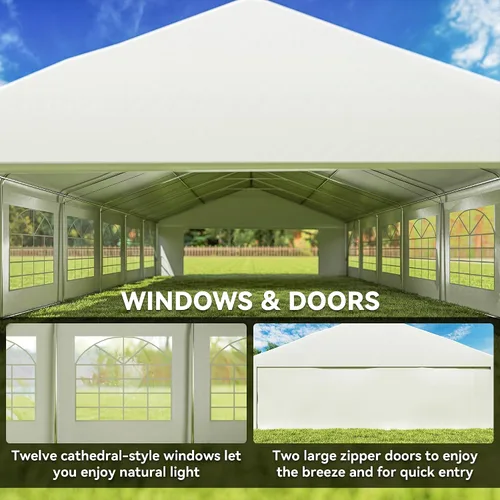 Vista 4 de Outsunny Tienda de campaña resistente de 23 x 39 pies para fiestas, carpa para exteriores, carpa de boda, refugio para eventos, cochera, barbacoa