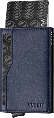 Vista 14 de Cartera con tarjetero VULKIT con bloqueo RFID, diseño minimalista, con ventanas dobles para identificación, cartera desplegable para 12 tarjetas