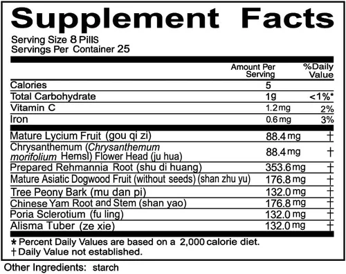 Vista 4 de Solstice Medicine Qi Ju Di Huang Wan Suplemento de hierbas (200 píldoras) (1 botella)