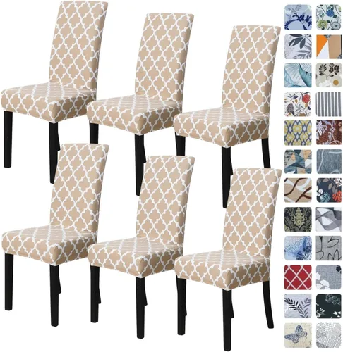 Vista 13 de SPRINGRICO Juego de 4 fundas para sillas de comedor, fundas elásticas para sillas de comedor, de elastano lavables, fundas para sillas Parsons