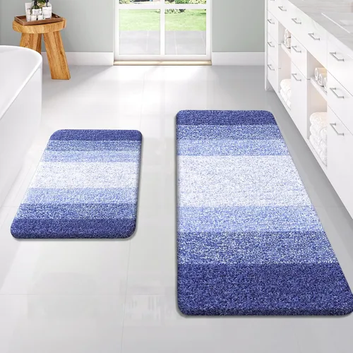 Vista 104 de OLANLY - Juego de tapetes para baño de 2 piezas, de microfibra, suaves y absorbentes, antideslizantes, lavables a máquina y para secadora, felpudos