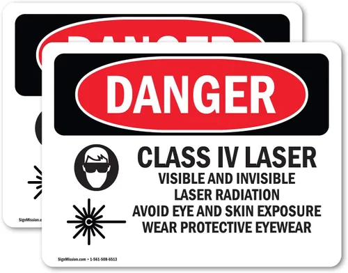 Vista 9 de (2 unidades) Señal de peligro OSHA visible e invisible con láser de clase iv