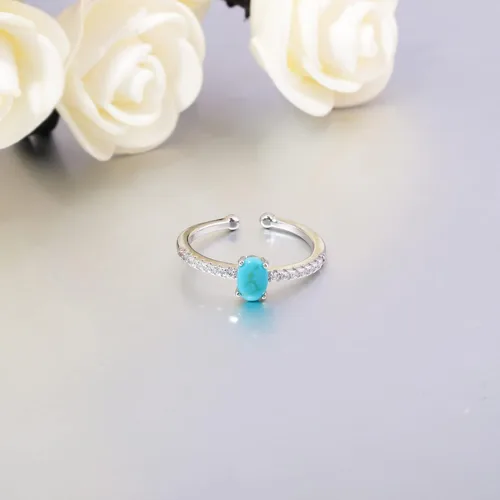 Vista 5 de CiNily Anillo de oro rosa de 14 quilates chapado en oro rosa turquesa ajustable para mujeres, adolescentes y niñas