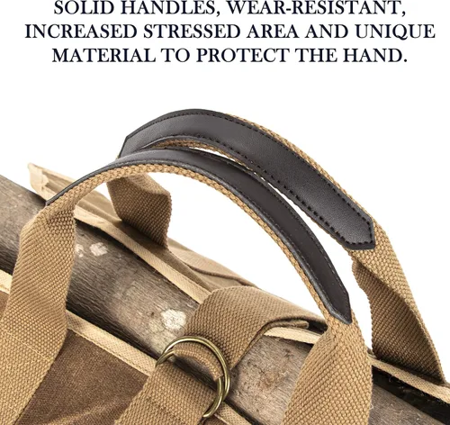 Vista 4 de BHD - Bolsa resistente de lona encerada de 20 onzas con asas, para campamento, interior y exterior, color marrón