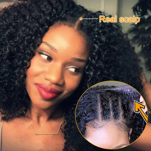 Vista 3 de Nadula - Pelucas de cabello humano virgen, con ondulado en forma de U, sin encaje para mujeres negras, con clips, densidad del 150 %, color natural.