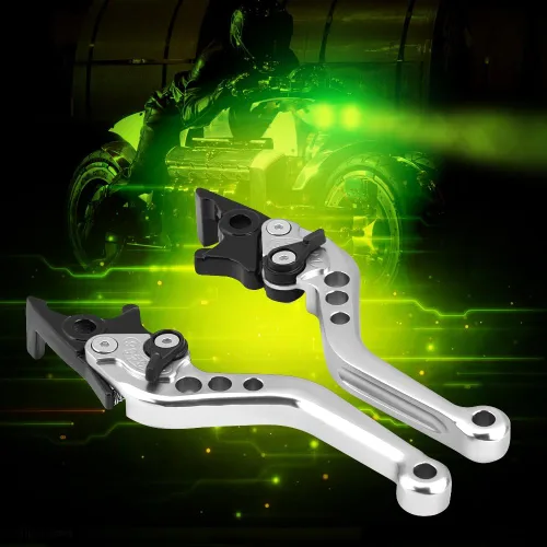 Vista 8 de Keenso Palanca de freno de doble disco, 1 par de 4 colores universal CNC aleación de aluminio modificación de motocicleta palanca de freno de disco