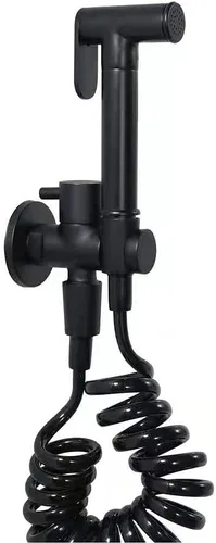 Vista 3 de Soporte de cabezal de ducha de mano con conector de manguera, cabezal de ducha, válvula de cierre, soporte para varita de ducha, soporte de pared