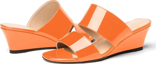 Vista 6 de WAYDERNS Sandalias de cuña de tacón bajo de dos piezas para mujer, con puntera abierta, de 2 pulgadas
