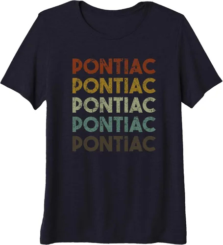 Vista 3 de Pontiac, Michigan - Retro Vintage City Shirt