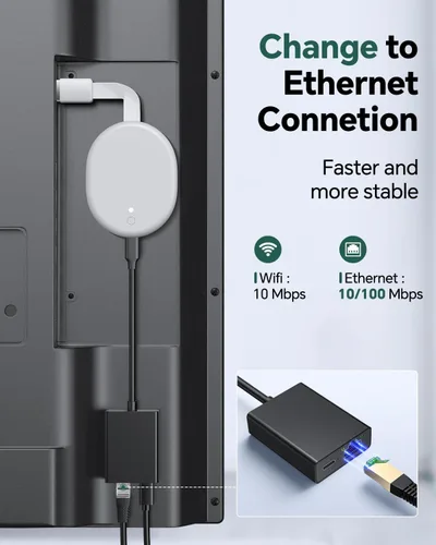 Vista 2 de ZEXMTE Adaptador USB C a Ethernet para Chromecast con Google TV, adaptador de red Ethernet USB C a Rj45, compatible con Chromecast Google TV