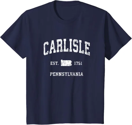 Vista 28 de Carlisle Pennsylvania PA - Camiseta deportiva vintage con diseño deportivo, Negro, S