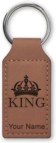 Vista 32 de Llavero rectangular, corona de rey, grabado personalizado incluido, Bambú