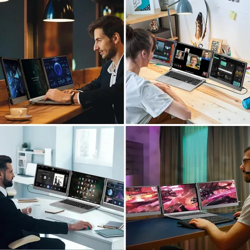 Vista 3 de Nuevo monitor portátil extensor de pantalla para laptop mejorado, pantalla IPS FHD de 1080P, extensor de monitor para laptop, compatible con plug &