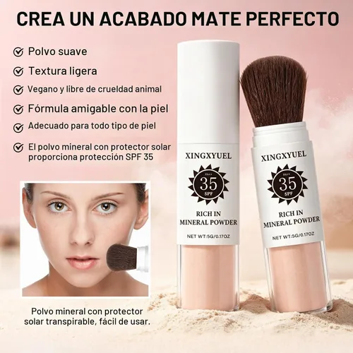 Vista 4 de Polvo de fijación de protector solar mineral para rostro y cuero 01 Translúcido