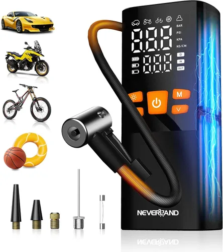 Vista 9 de Neverland Tire Inflator Portable Air Compressor - 150 PSI Electric Air Pump for Car Tires with Auto Shutoff Function, Cordless Tire Air Pump for