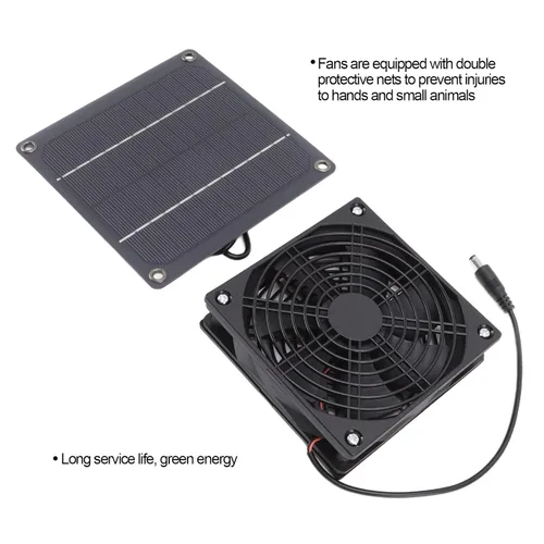 Vista 8 de Cryfokt Ventilador de escape impermeable con energía solar, kit de ventilador de panel solar para exteriores, ventilador portátil con cable de 39