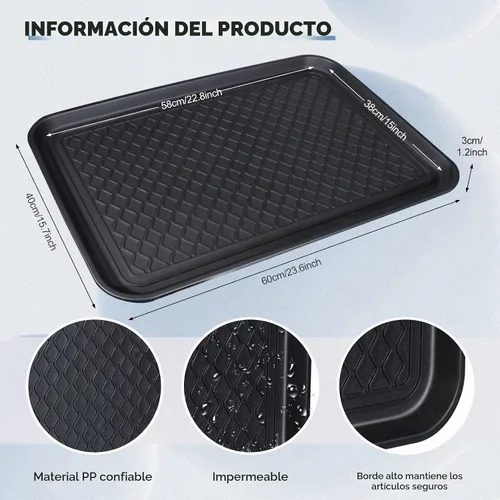 Vista 2 de Bandeja impermeable para botas de mascotas, 6 unidades, 24 x 16 x 1.2 pulgadas, color negro