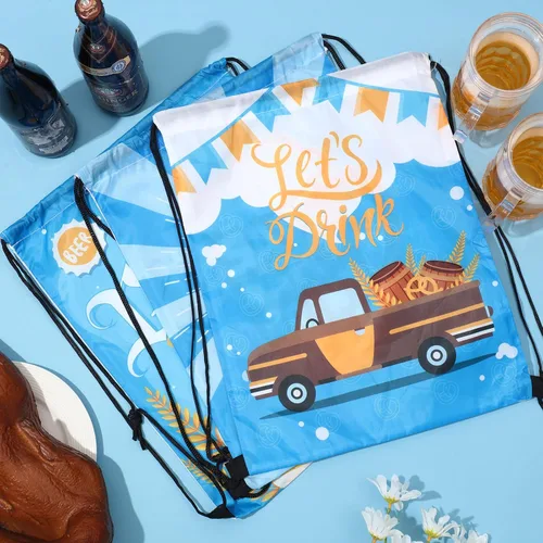 Vista 5 de Abbylike Oktoberfest - Bolsa con cordón para fiestas bávaras, bolsa de regalo para decoraciones de festivales de cerveza, 6 estilos, Como se muestra