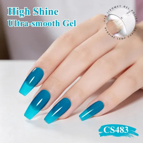 Vista 3 de YTD Likomey Esmalte de uñas de gel azul gelatina, 49.2 ft, translúcido transparente de pigmento fino, gel de uñas UV, manicura y pedicura