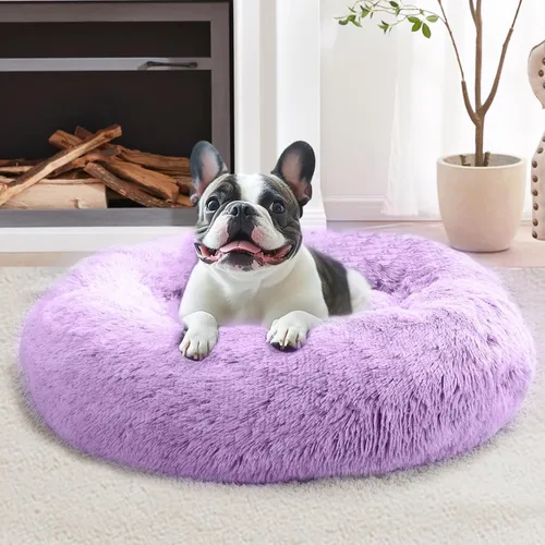 Vista 24 de JOLLYVOGUE - Cama calmante para perros y gatos pequeños y medianos, antiansiedad, redonda, suave, acogedora con parte inferior antideslizante