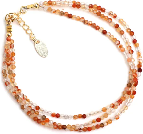 Vista 45 de Gempires - Pulseras de cuentas naturales de múltiples hebras, ligeras, hechas a mano, hipoalergénicas, de 8 pulgadas, chapadas en oro, elegantes
