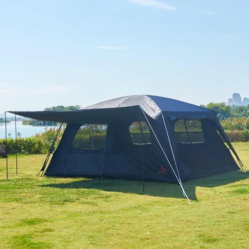 Vista 12 de KTT Extra Large Tent 6-10-12-14 Person(A),Family Cabin Tents,2 Rooms,3 Doors and 3 Windows with Mesh,Straight Wall,Waterproof,Double Layer,Big Tent