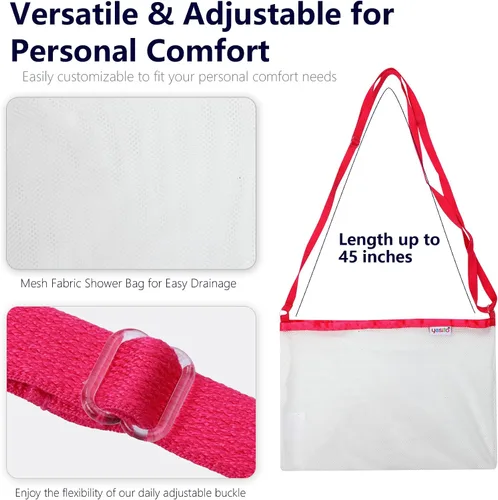 Vista 9 de Bolsa de drenaje para mastectomía y soporte de ducha Confort ajustable (rosa)