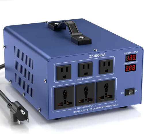 Vista 12 de Transformador convertidor de voltaje de 5000 W, elevador y descendente, 110 V/120 V a 220 V/240 V, reconocimiento automático de voltaje, convertidor